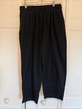 Women’s Black Elastic Waist linen-esque cotton Pants